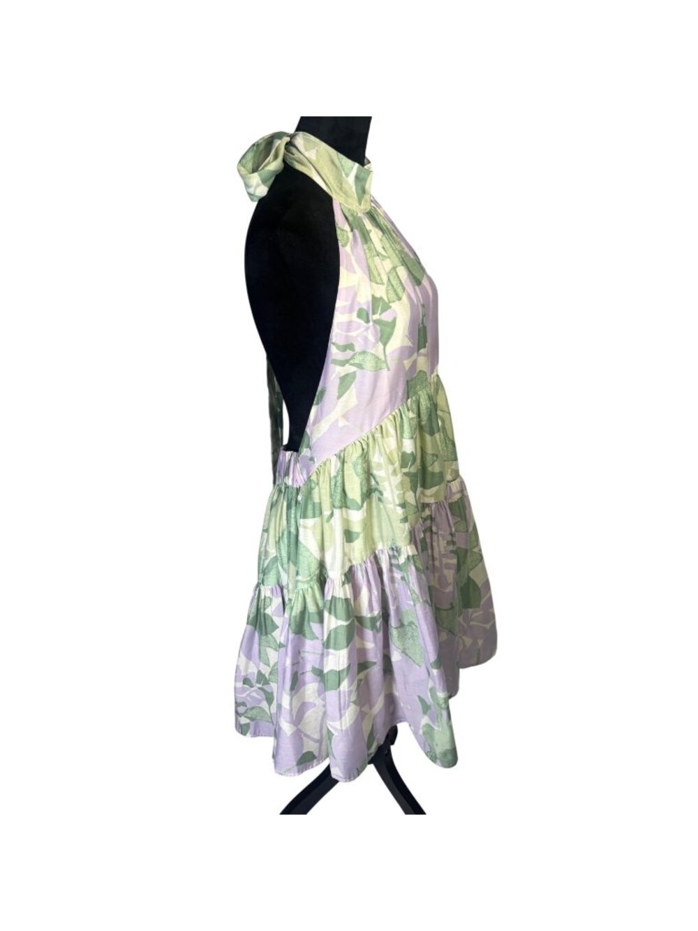ASOS DESIGN Watercolor Floral Halter Neck Maxi Dress Purple Green Women's 12